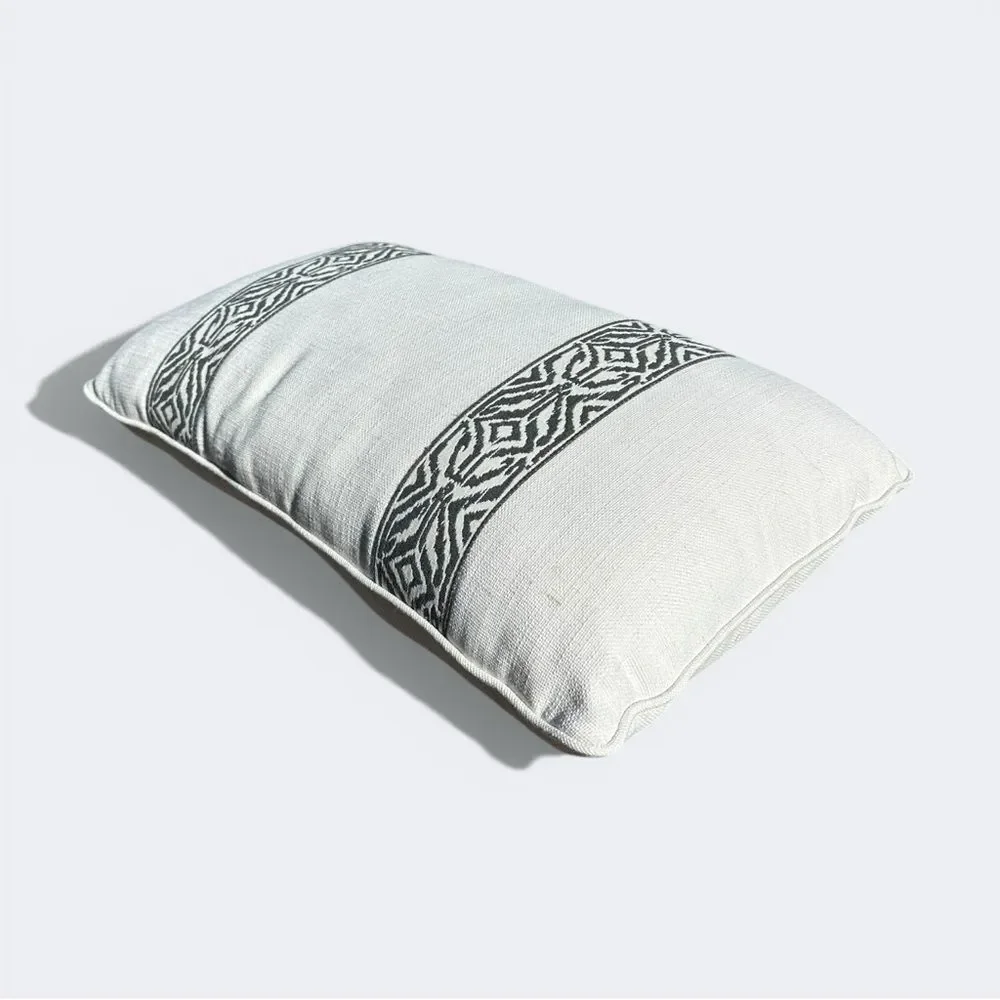 Perennials White Modern Artisan Lumbar Pillow 25”x14” Stripe Neutral Clean